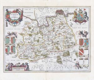 1646 SURRIA VERNACULE SURREY Antique Map by JANSSON after Blaeu (LM24-85)