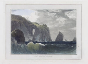 1824 Original Antique Aquatint THE LANDS END CORNWALL William Daniell