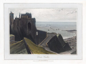 1823 Original antique aquatint DOVER CASTLE Kent b y William Daniell