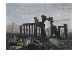 1886 PALMYRA Ancient Roman Ruins Syria Original Antique engraving (SME2)
