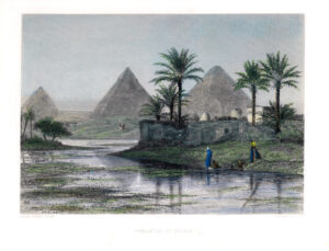 1886 Original Antique engraving PYRAMIDS OF GIZAH Giza Egypt (SME4)