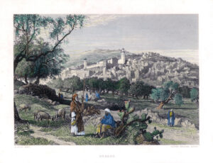 1886 Original Antique engraving of HEBRON Palestine (SME5)