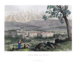 1886 Original Antique engraving LEBANON RANGE AND BAALBEC Baalbek (SME6)