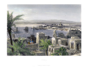 1886 Original Antique engraving TYRE Lebanon Syria (SME8)