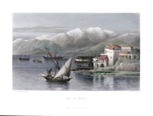 1886 Original Antique engraving BAY OF BEIRUT Syria (SME14)