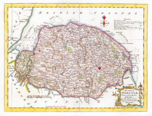 1764 Antique Map of NORFOLK by Thomas Kitchin (KCMc24)