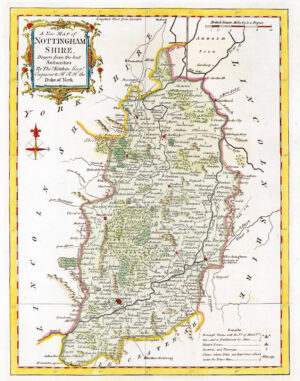1764 Antique Map of NOTTINGHAMSHIRE by Thomas Kitchin (KCMc27)