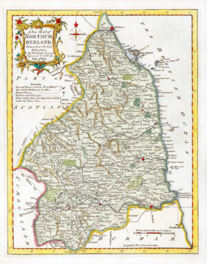 1764 Antique Map of NORTHUMBERLAND by Thomas Kitchin (KCMc26)