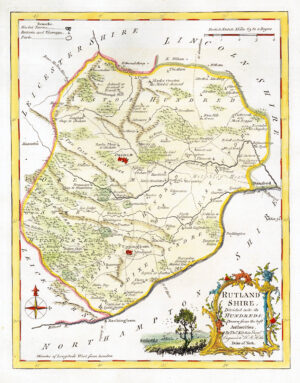 1764 Antique Map of RUTLANDSHIRE RUTLAND by Thomas Kitchin (KCMc29)