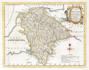 1764 Antique Map of DEVONSHIRE by Thomas Kitchin (KCMc9)
