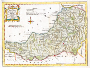 1764 Antique Map of CARDIGANSHIRE WALES by Thomas Kitchin (KCMc46)