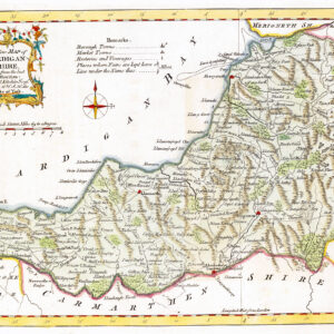 1764 Antique Map of CARDIGANSHIRE WALES by Thomas Kitchin (KCMc46)