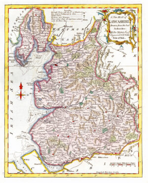 1764 Antique Map of LANCASHIRE by Thomas Kitchin (KCMc20)