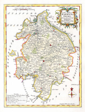 1764 Antique Map of WARWICKSHIRE by Thomas Kitchin (KCMc36)