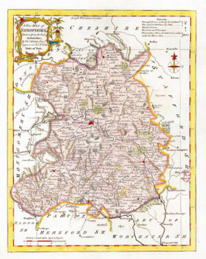 1764 Antique Map of SHROPSHIRE by Thomas Kitchin (KCMc30)