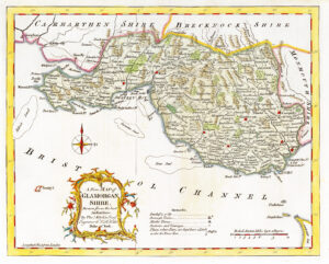 1764 Antique Map of GLAMORGANSHIRE WALES by Thomas Kitchin (KCMc48)