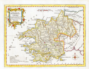 1764 Antique Map of PEMBROKESHIRE WALES by Thomas Kitchin (KCMc50)