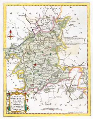 1764 Antique Map of WORCESTERSHIRE by Thomas Kitchin (KCMc39)