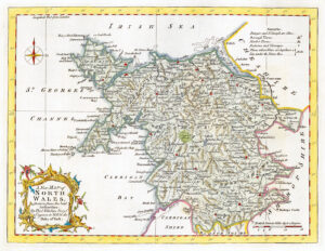 1764 Original Antique Map of NORTH WALES by Thomas Kitchin (KCMc44)