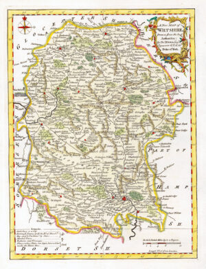 1764 Antique Map of WILTSHIRE by Thomas Kitchin (KCMc38)