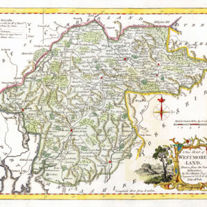 1764 Original Antique Map of WESTMORELAND by Thomas Kitchin (KCMc37)