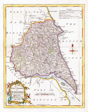 1764 Antique Map of EAST RIDING YORKSHIRE by Thomas Kitchin (KCMc41)