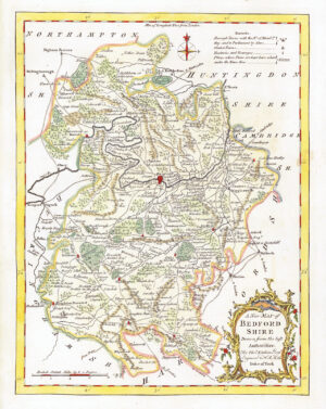 1764 Antique Map of BEDFORDSHIRE by Thomas Kitchin (KCMc1)