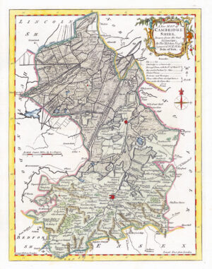 1764 Original Antique Map - CAMBRIDGESHIRE by Thomas KITCHIN Hand coloured (KCMc04)