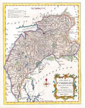 1764 Original Antique Map - CUMBERLAND by Thomas KITCHIN Hand coloured (KCMc06)