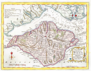 1764 Original Antique Map - ISLE of WIGHT by Thomas KITCHIN Hand coloured (KCMc18)