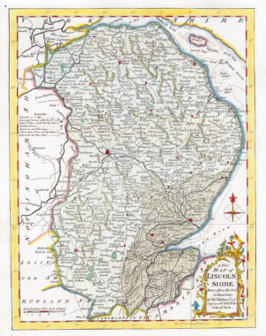 1764 Original Antique Map - LINCOLNSHIRE by Thomas KITCHIN Hand coloured (KCMc22)