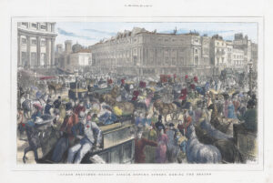 1875 Antique Print LONDON OXFORD CIRCUS REGENT STREET Traffic of the Day