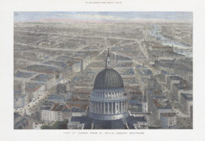 1892 Large Antique print LONDON ST PAULS CATHEDRAL LOOKING EAST