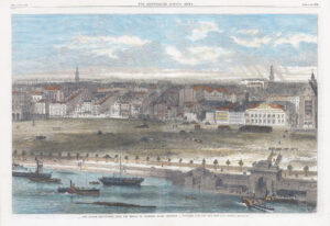 1869 Large Antique print RIVER THAMES EMBANKMENT London Somerset House