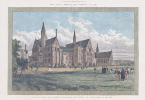 1894 Large antique print ST PAUL'S SCHOOL West Kensington Hammersmith London