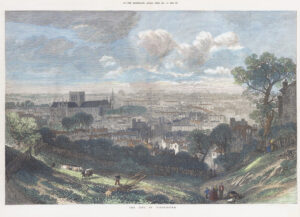 1873 Large antique print View of THE CITY OF WINCHESTER Hampshire