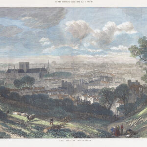 1873 Large antique print View of THE CITY OF WINCHESTER Hampshire