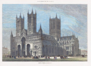 1880 Large original antique print View of LINCOLN CATHEDRAL