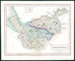 1830 Original Antique Map CHESHIRE by Chapman Hall