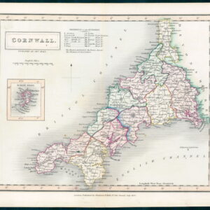 1830 Original Antique Map CORNWALL by Chapman Hall