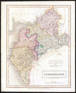 1813 Original Antique Map CUMBERLAND by Chapman Hall
