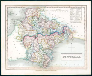 1813 Original Antique Map DEVON DEVONSHIRE by Chapman Hall