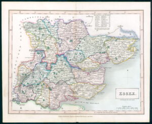 1830 Original Antique Map of the County of ESSEX by Chapman Hall