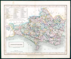 1830 Original Antique Map DORSET DORSETSHIRE by Chapman Hall