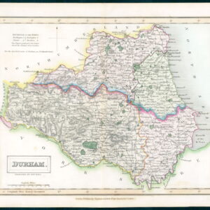 1830 Original Antique Map of the county of DURHAM by Chapman Hall
