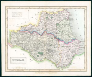 1830 Original Antique Map of the county of DURHAM by Chapman Hall