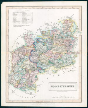 1830 Original Antique Map GLOUCESTERSHIRE Glocestershire by Chapman Hall