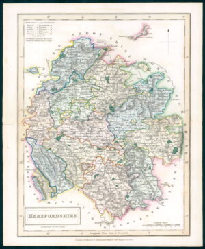 1830 Original Antique Map HEREFORDSHIRE by Chapman Hall