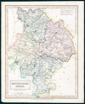 1831 Original Antique Map of HUNTINGDONSHIRE by Chapman Hall