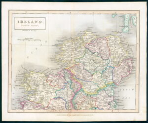 1831 Original Antique Map of IRELAND NORTH PART by Chapman Hall